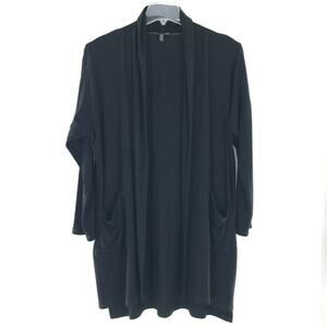Eileen Fisher Open Front Cardigan Sweater Black‎ S